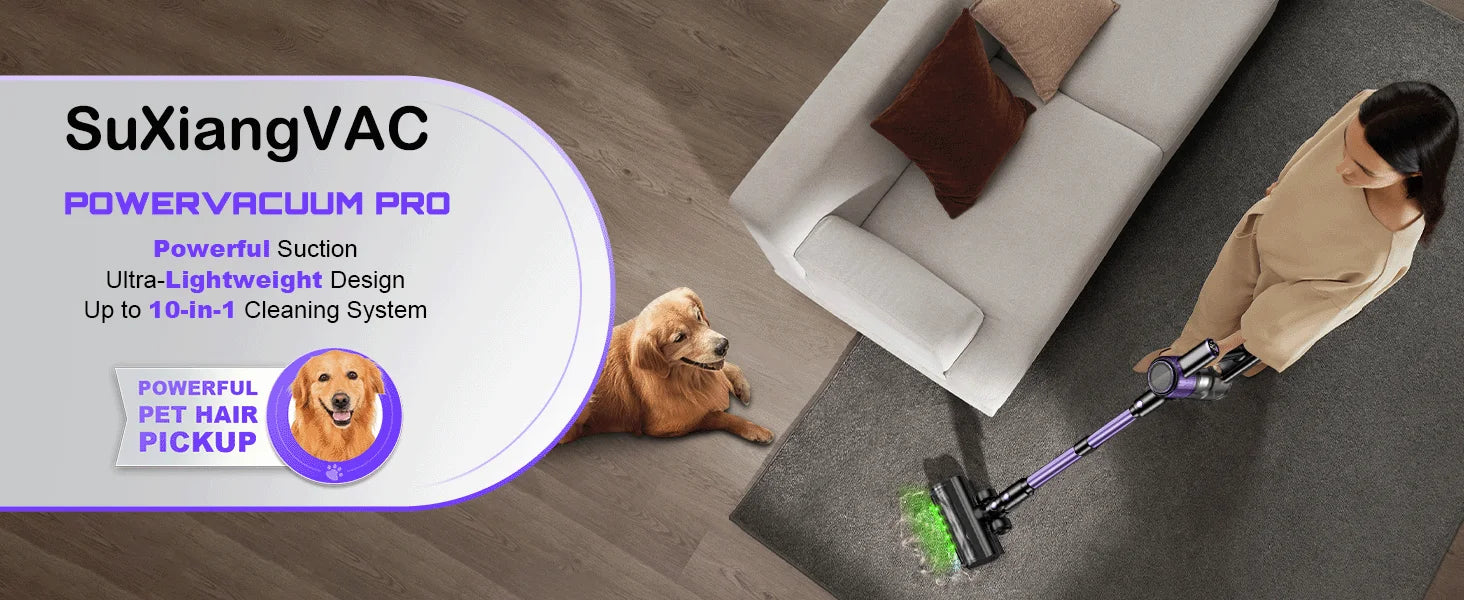 Cordless Vacuum Cleaner, 55Kpa/500W/45min 10 in 1 Powerful Stick Lightweight Vacuum Cleaner for Home Pet Hair/Hard Floor/Carpet - Smarsty