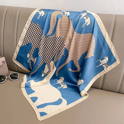 Silk Square Scarf for Women Sun Protection Luxury Shawl - Smarsty