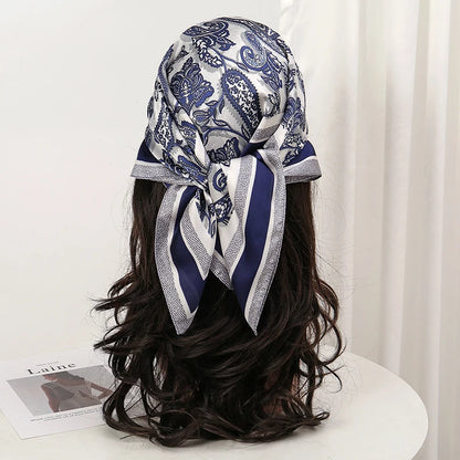 Bohemian Floral Print Silk Scarf for Women Sun Protection - Smarsty