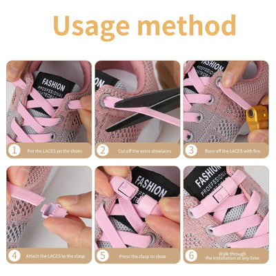 2Pairs Without Ties Elastic Laces No Tie Shoe Laces Press Lock Shoelaces Sneaker Kids Adult 8MM Widened Flat Shoelace for Shoes - Smarsty
