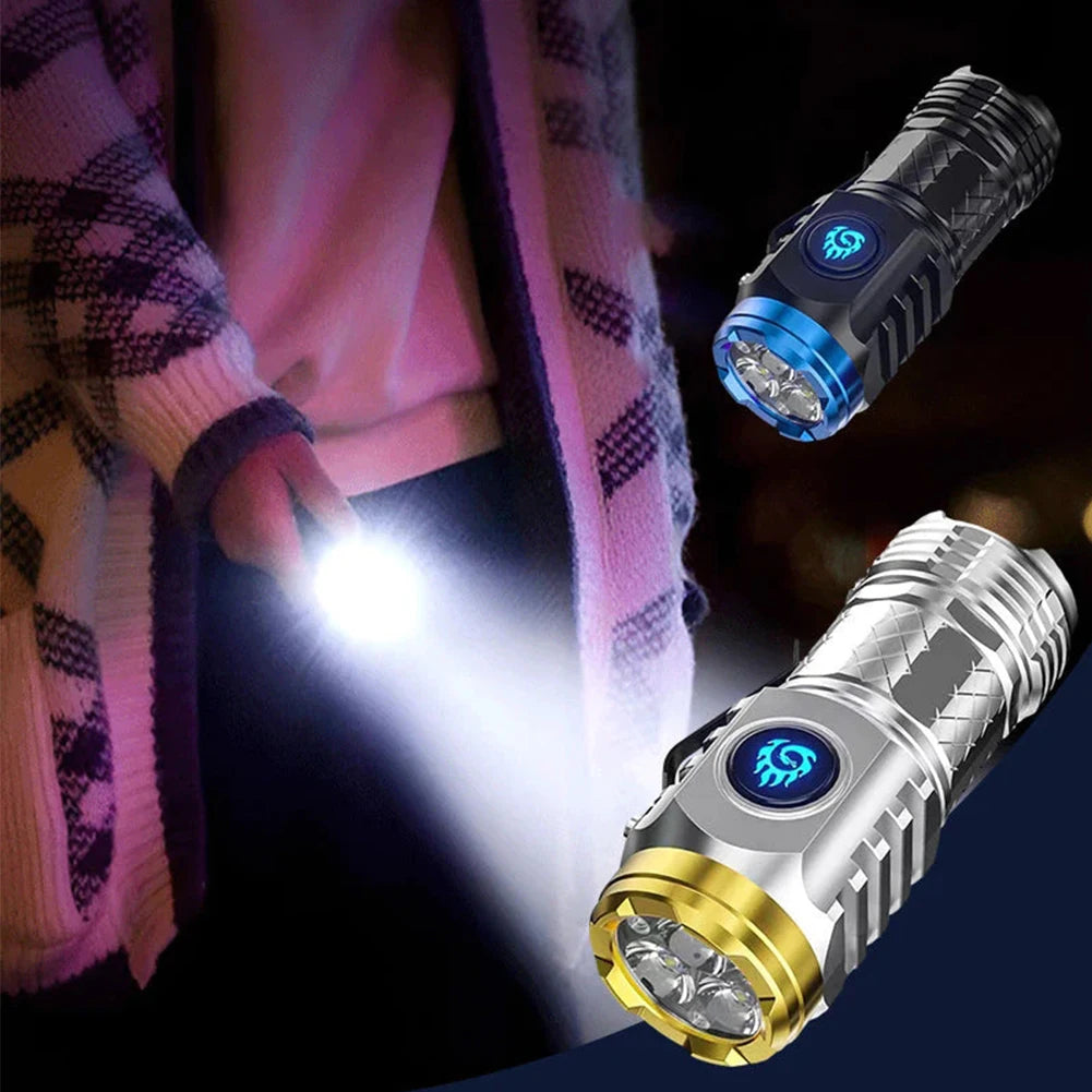 Type-C Rechargeable LED Work Light 5 Light Mode Waterproof Flashlight Super Bright Flashlight Pocket Light for Outdoor Emergency