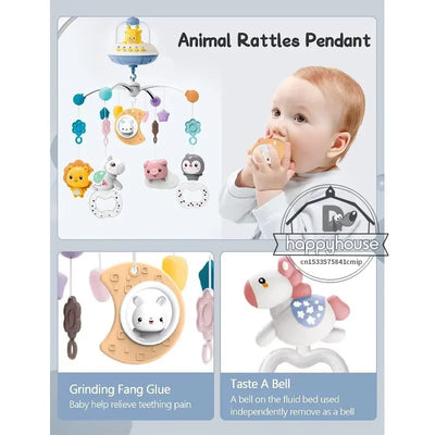 Musical Baby Crib Mobile with Lights Music Projection for Infants Remote Control Crib Toys for Newborn Baby Mobile for Crib Toys - Smarsty
