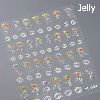 5D Summer Beach Nail Stickers with Shiny Sea Designs - Smarsty