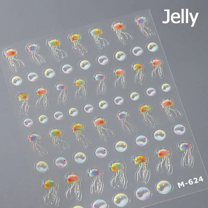 5D Summer Beach Nail Stickers with Shiny Sea Designs - Smarsty