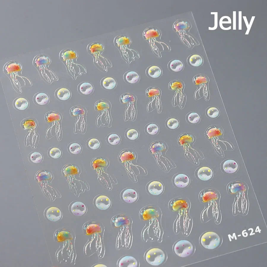 5D Summer Beach Nail Stickers with Shiny Sea Designs - Smarsty