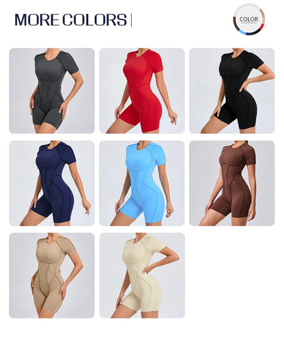 Short Jumpsuit Gym Clothes For Women Sportswear Fitness Overalls Backless Scrunch Booty Yoga Suit Sports Set Outfit - Smarsty