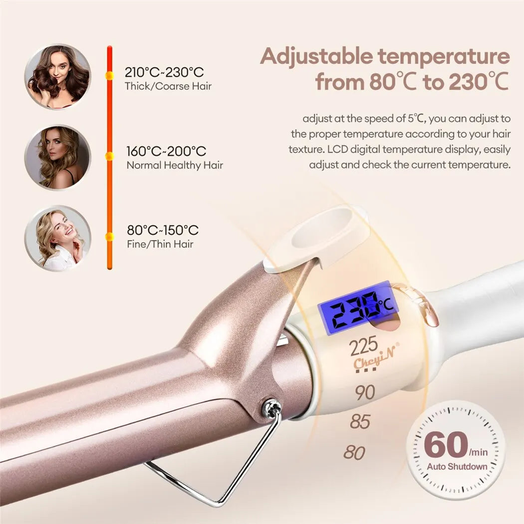 CkeyiN Professional Ceramic Hair Curler with Adjustable Temperature - Smarsty