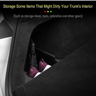 For Tesla Model Y Juniper Trunk Organizer Side Storage Box Boot Organizer Flocked TPE Mat Anti-dirty 2025 Car Travel Accessories - Smarsty