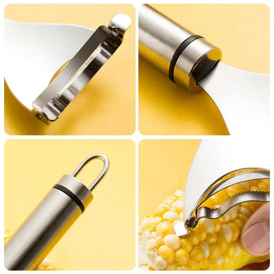 Stainless Steel Corn Peeler Serrated Corn Stripper Peelers Cob Shaver Planer Thresher Cutter Kitchen Fruit Vegetable Gadget Tool by Smarsty