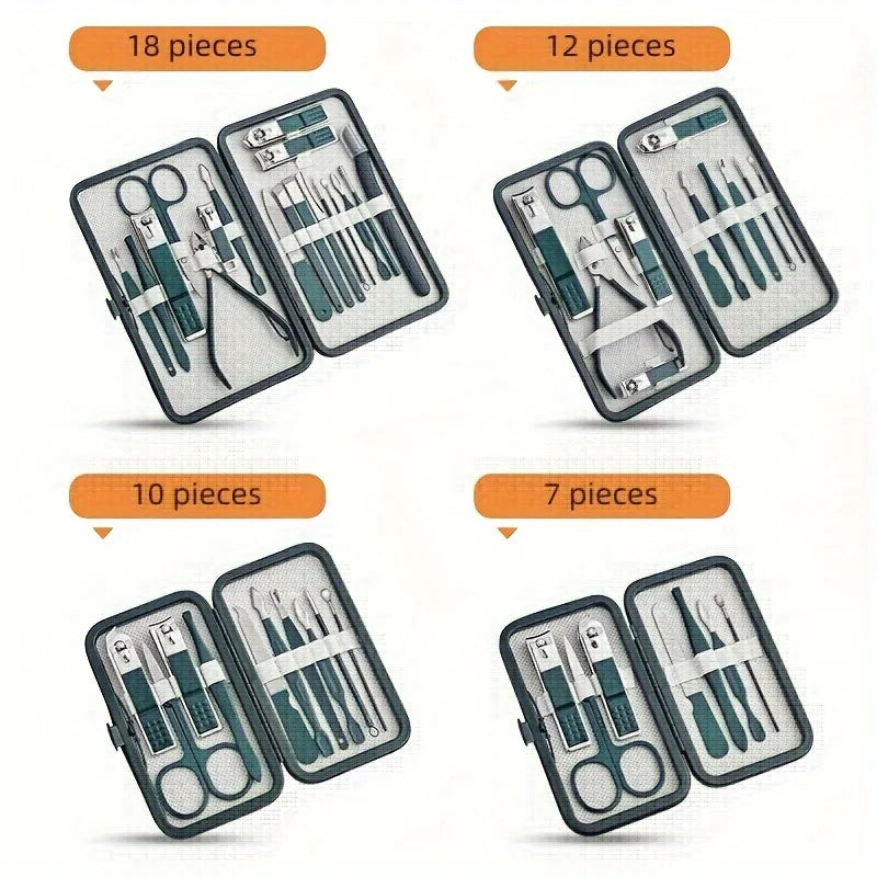 Stainless Steel Nail Care Kit with Travel Case - Smarsty