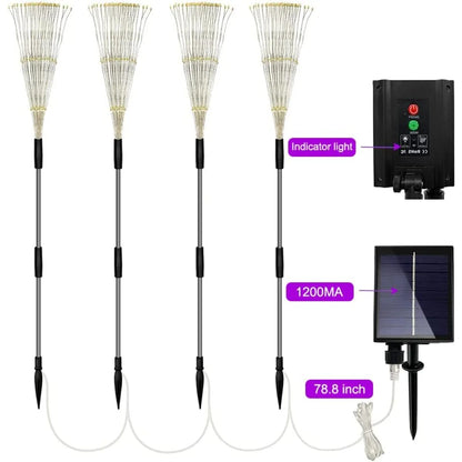 4 Pack Solar Firework String Lights - IP65 Waterproof 8 Modes w/Remote, Outdoor Christmas Decor for Garden/Patio/Party