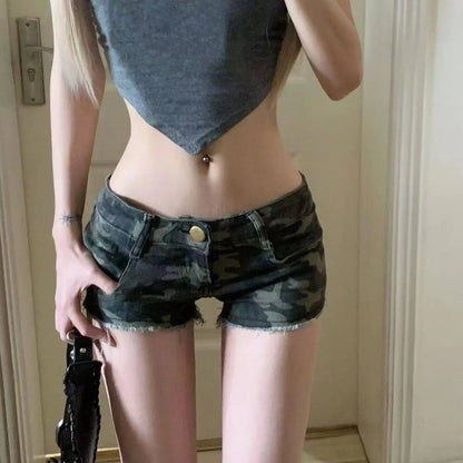 Summer Women Y2k Streetwear Gyaru Harajuku Fashion Grunge Vintage Coquette Low Rise 2000s Jean Shorts Denim Hot Pants Japanese - Smarsty