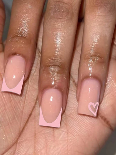 Medium Ballerina Pink Press On Nails with French Tips - Smarsty
