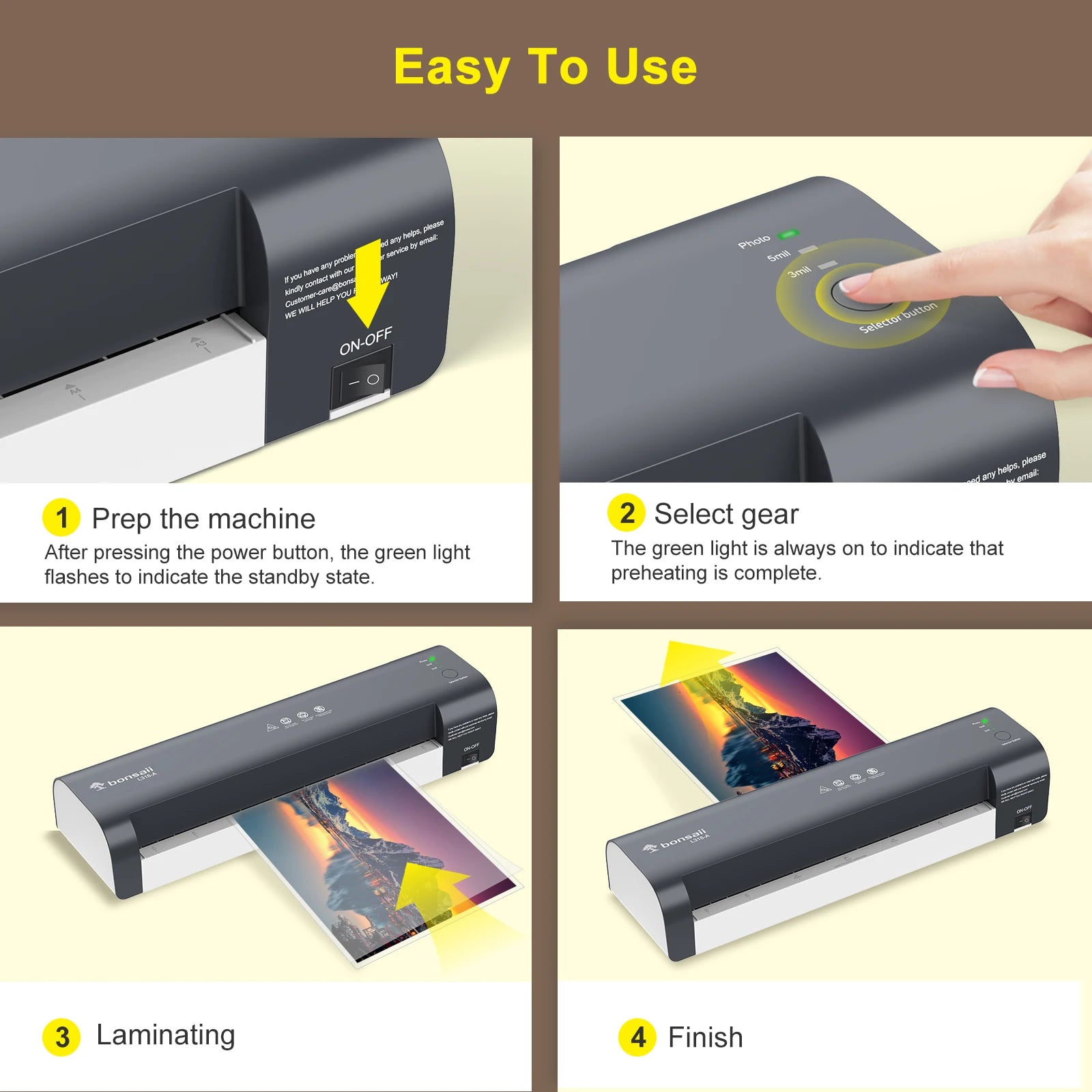 BONSAII 13" Laminator for A3, Never Jam, Smart Temp, Long-Lasting Preservation, Ideal for Home/Office/Classroom