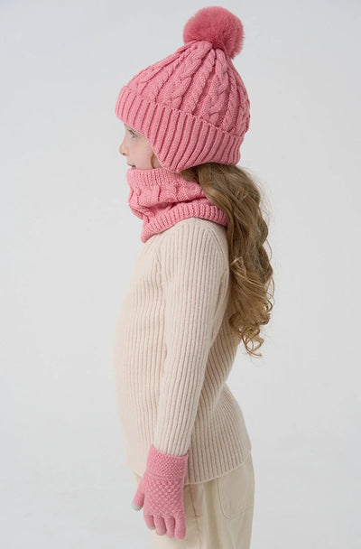 Kids Winter Hat Scarf Gloves Set Fleece Lined Warm - Smarsty