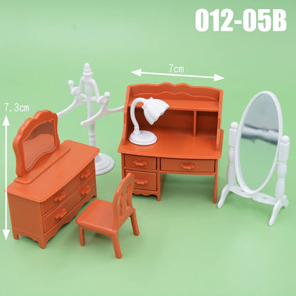 Dollhouse Furniture Kitchen Play Set Miniature Refrigerator 1:12 Mini Food Living Room Sofa Set Pretend Play Accessores Toy by Smarsty