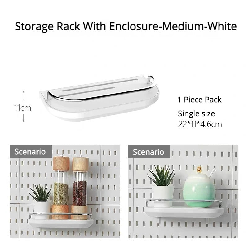 New DIY Pegboard Accessories Hanging Shelf Storage Hooks Wall Organizer No Punching Crafts Organization For Garage Kitchen Room