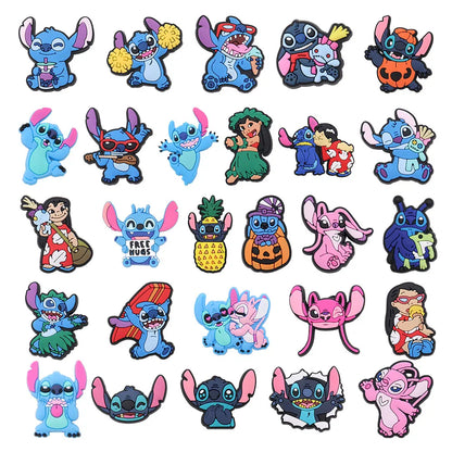 14-27pcs MINISO Stitch Cartoon Shoe Charms PVC DIY Shoes Decoration Sandal Accessories Buckle for Kids Gifts