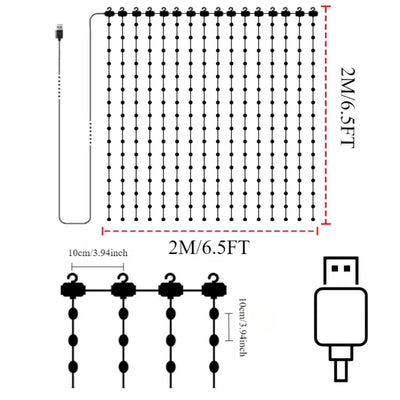 LED Decoration RGB curtain Smart Lights App Controlled String Fairy Lights DIY Pattern and Text Programmable Music Sync Reote