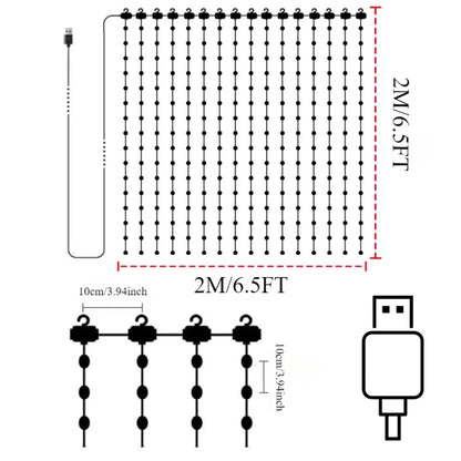 LED Decoration RGB curtain Smart Lights App Controlled String Fairy Lights DIY Pattern and Text Programmable Music Sync Reote