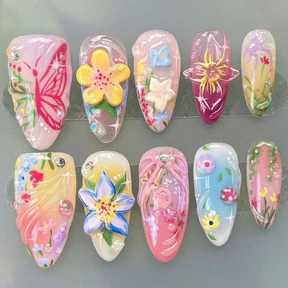 24Pcs Pink Almond False Nails with French Design - Smarsty