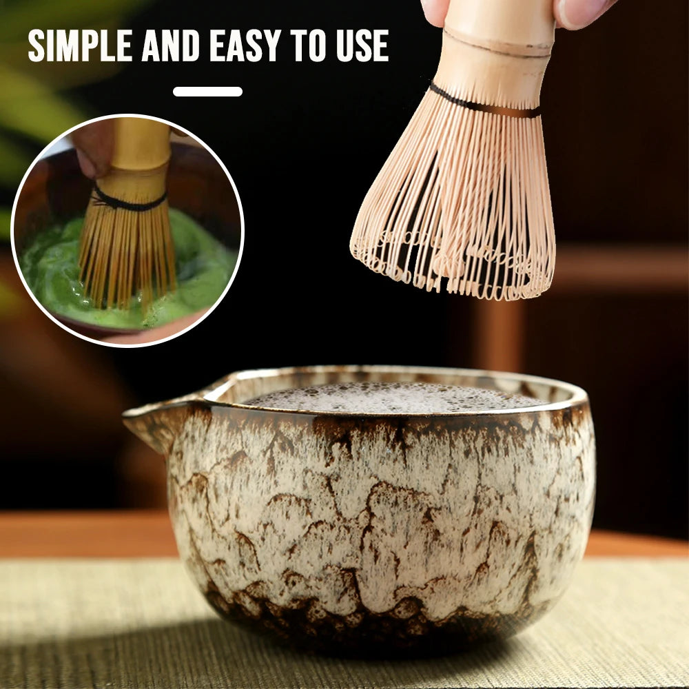 6PCS Japanese Matcha Tea Set Safe Bamboo Whisk Teaspoon Tea Sets Matcha Bowl Matcha Whisk Holder for Tea Lovers Tea-Making Tools - Smarsty