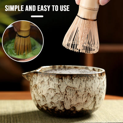 6PCS Japanese Matcha Tea Set Safe Bamboo Whisk Teaspoon Tea Sets Matcha Bowl Matcha Whisk Holder for Tea Lovers Tea-Making Tools - Smarsty