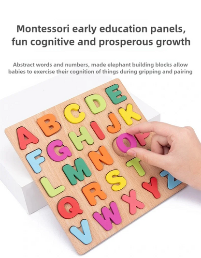 Kids Alphabetic Arithmetic Number Geometric Shapes Wooden Puzzle Montessori Preschool Learning Educational Game Toy for Children by Smarsty