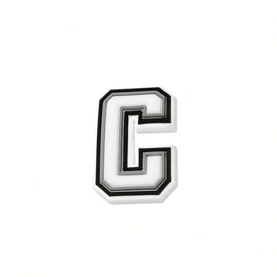 1pc Black White Alphabet Shoe Charm, PVC Shoe Accessory For Crocs, Wristband, Slipper,DIY Accessories Gifts For Holiday Party - Smarsty