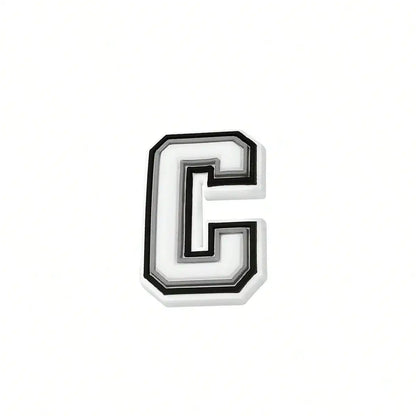 1pc Black White Alphabet Shoe Charm, PVC Shoe Accessory For Crocs, Wristband, Slipper,DIY Accessories Gifts For Holiday Party