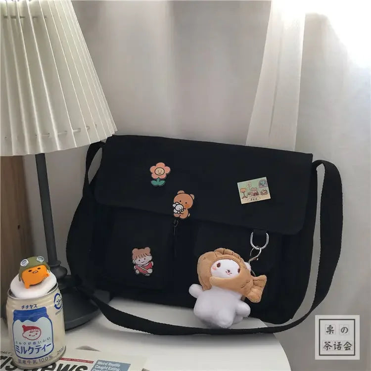 Harajuku Messenger Bag For Girls Durable Canvas School Bag - Smarsty