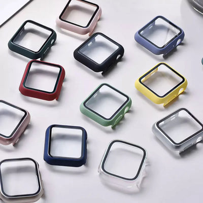 Tempered Glass+Case For Apple Watch 38mm 40mm 41mm 42mm 44mm 45mm 46mm Screen Protector Protective Cover iWatch 10 8 7 9 6 SE 5 - Smarsty