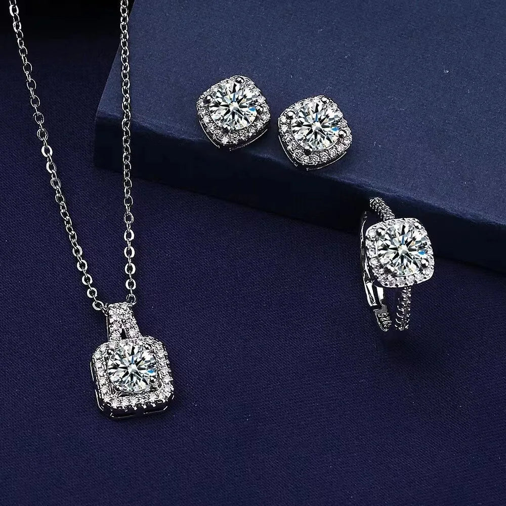 Luxury Cube Jewelry Set for Women with Necklace and Earrings - Smarsty