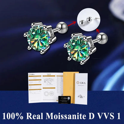 D VVS1 Moissanite Stud Earrings S925 Platinum Plating - Smarsty