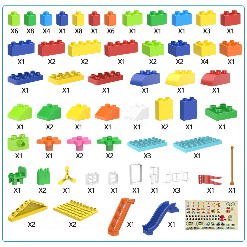 153PCS Big Particle Roof Blocks Compatible City House Big Size Slide Building Blocks Castle Brick Toys For Children - Smarsty