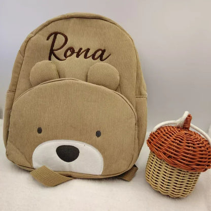 Custom Name Toddler Backpack Cartoon Bear Large Capacity - Smarsty
