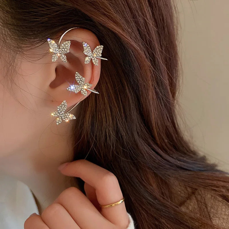 Luxury Crystal Butterfly Clip Earrings for Stylish Women - Smarsty