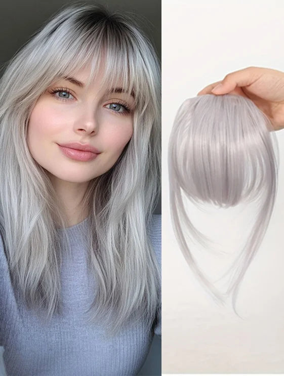 Synthetic Hair Clip-In Bangs Cut Wispy Fringe with Sideburns Dark Brown Natural Look for Women Daily Party Wear - Smarsty