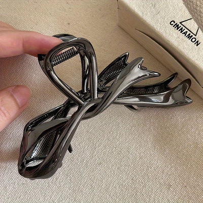 Vintage Ribbon Bow Metal Hair Claw Clips Strong Hold - Smarsty