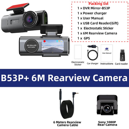 4K Dash Cam Dual Lens Night Vision With GPS VideoRecording - Smarsty