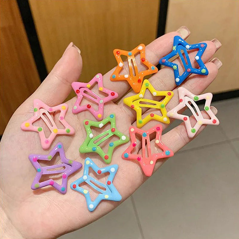 Cute Colorful Star Hair Clips Set for Girls - Smarsty