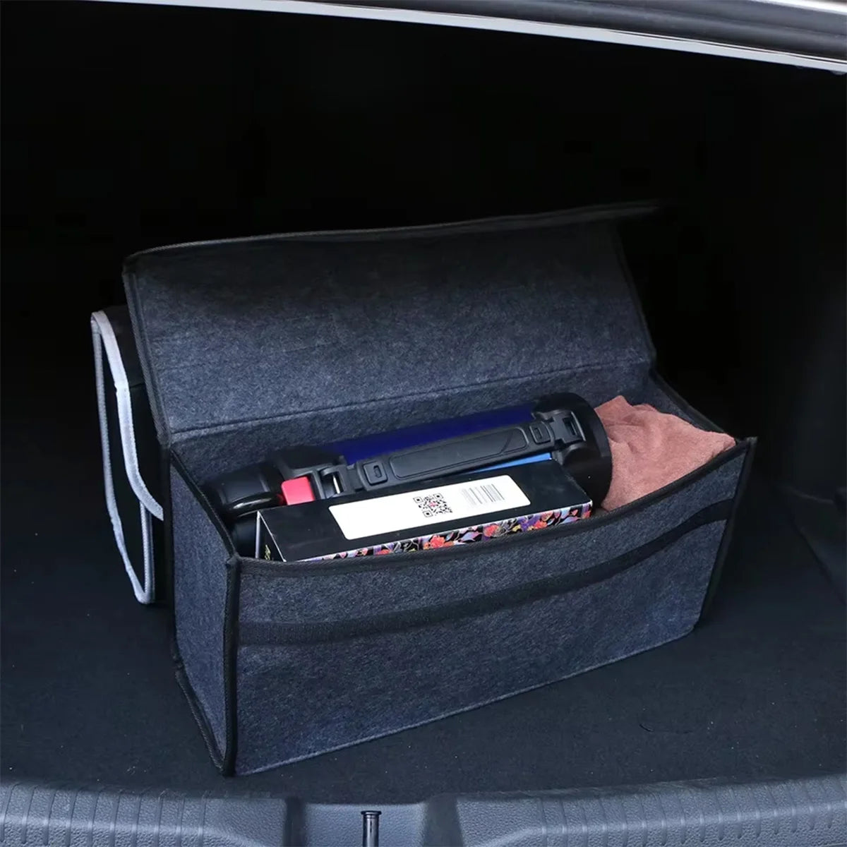 1PC Dark gray car felt storage box car storage bag enlarged and thickened soft felt storage box household storage box - Smarsty