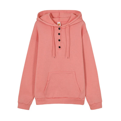 European and N Women's Long-sleeved Loose Casual Hooded Drawstring Pocket Hoodie - Smarsty