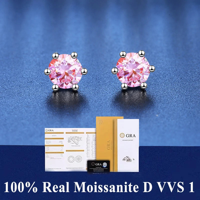 D VVS1 Moissanite Stud Earrings S925 Platinum Plating - Smarsty