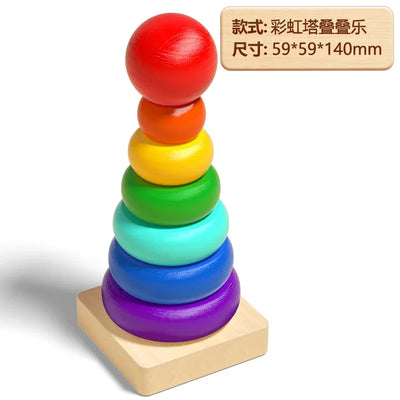 Montessori Wooden Sorting Stacking Toys Puzzle for Toddlers and Kids Preschool Fine Motor Skill Toy for 1 Years - Smarsty