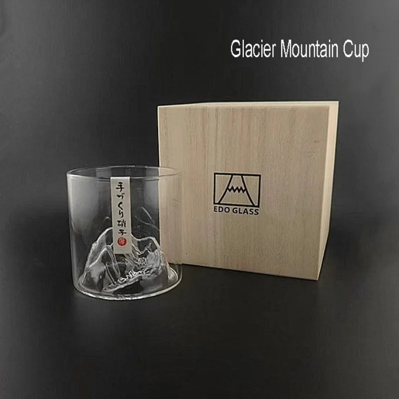 Japanese Glass Glacier Mountain Teacup Mt. Fuji Heat-resistant Glass Teacup Office Handy Retro Wine Glass Whisky Cup Home