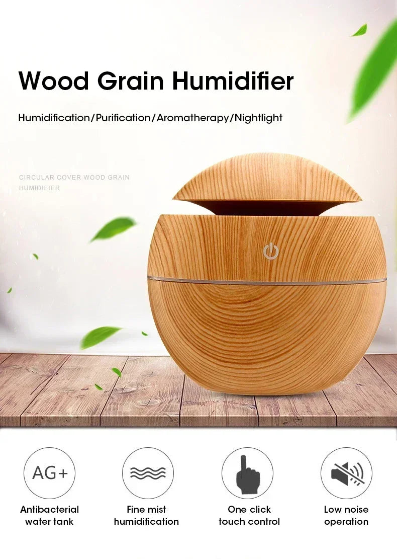 Mini Woodgrain Ultrasonic Humidifier for Home Office - Smarsty