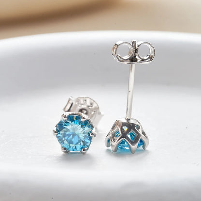 Moissanite Stud Earrings Sterling Silver VVS D Sparkle - Smarsty