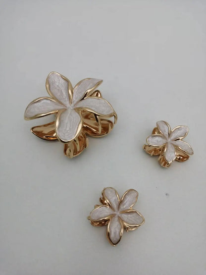 Enamel Lily Hair Clips Set Zinc Alloy Cute Beach For Women - Smarsty