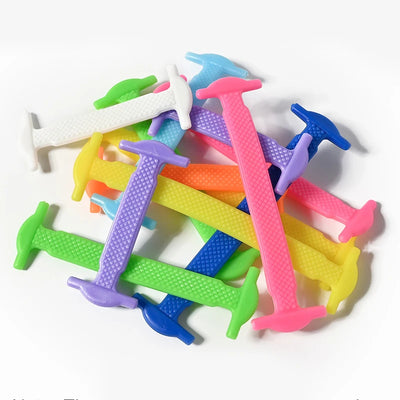 16pcs/lot Silicone Shoelaces No Tie Shoelaces 12 colors Elastic Lace Shoelace Creative Lazy Silicone Laces Rubber Lace - Smarsty